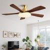 Mid-Century Walnut Ceiling Fan Light for Nordic Living Room, Bedroom, or Dining Room - Solid Wood Design