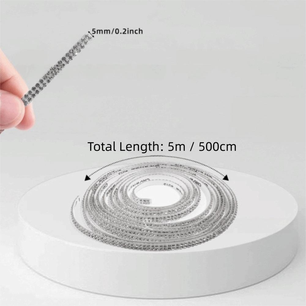 5M Self Adhesive Crystal Rhinestone Sticker 5mm Width Crystal Motif Self Adhesive Rhinestone Multicolour Adhesive Diamond