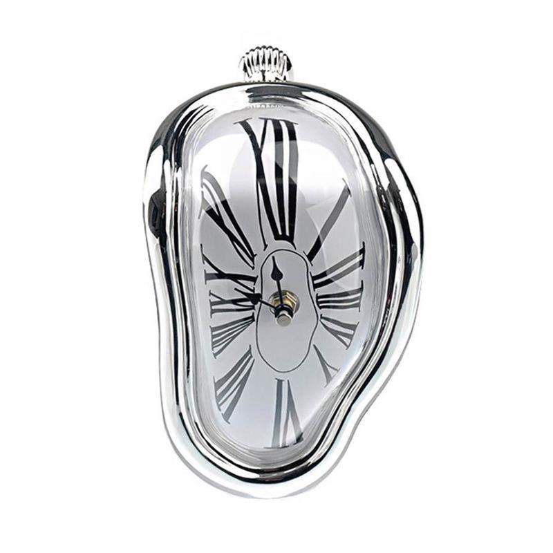 

Retro Melting Clock: Silent Bedroom & Living Room Decor срібний