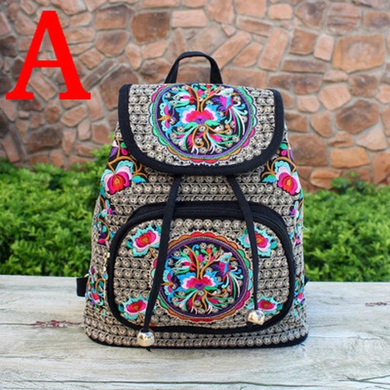 China Yunnan Ethnic Embroidery Backpack Retro Floral Embroidered Ladies Rucksack 3190₽