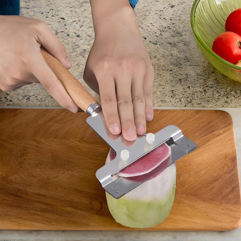 Radish Cutter Slicer Adjustable Cheese Shaver Slicer Stainless Steel Cabbage Kitchen Slicer Radish Carver Shredder With Wood