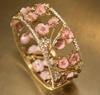 Luxury elegant copper ring for women with pink flowers & inlaid artificial gems ring, fit leisure and dating wear.