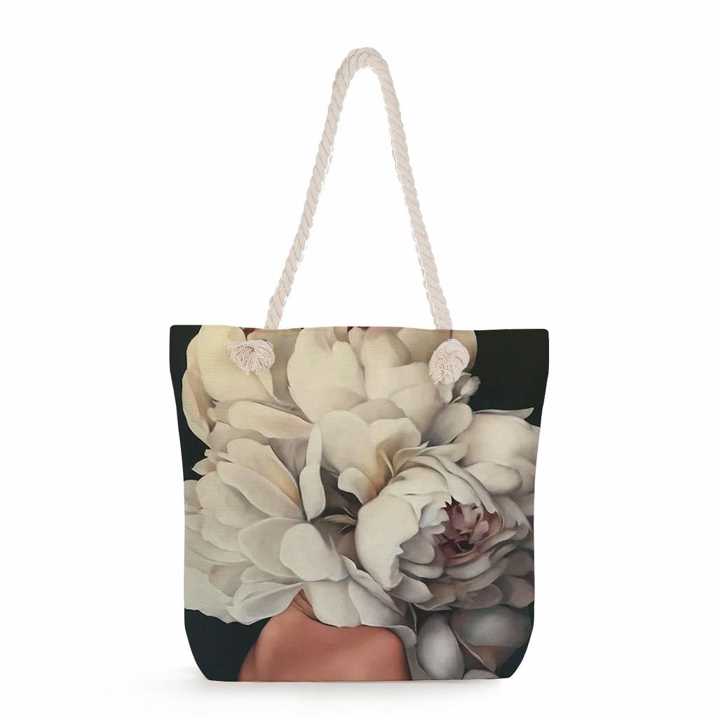 Flower Woman Print Thick Rope Single-shoulder Beach Bag 7213