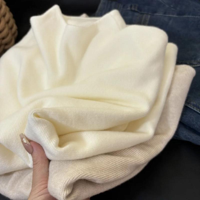 Casual Turtleneck Knitted Long-sleeved Base Shirt Women's Winter Autumn Solid Slim Warm Sweater Korean Version Simple Tops Underwear