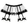 Women Sexy Lingerie Black White Mesh Transparent Garters With G Strings Adjustable Back Hasp Suspender Belt For Stockings