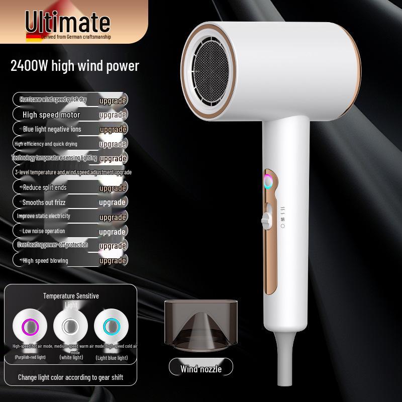 High Power Blue Light Negative Ion Hair Dryer with Strong Wind