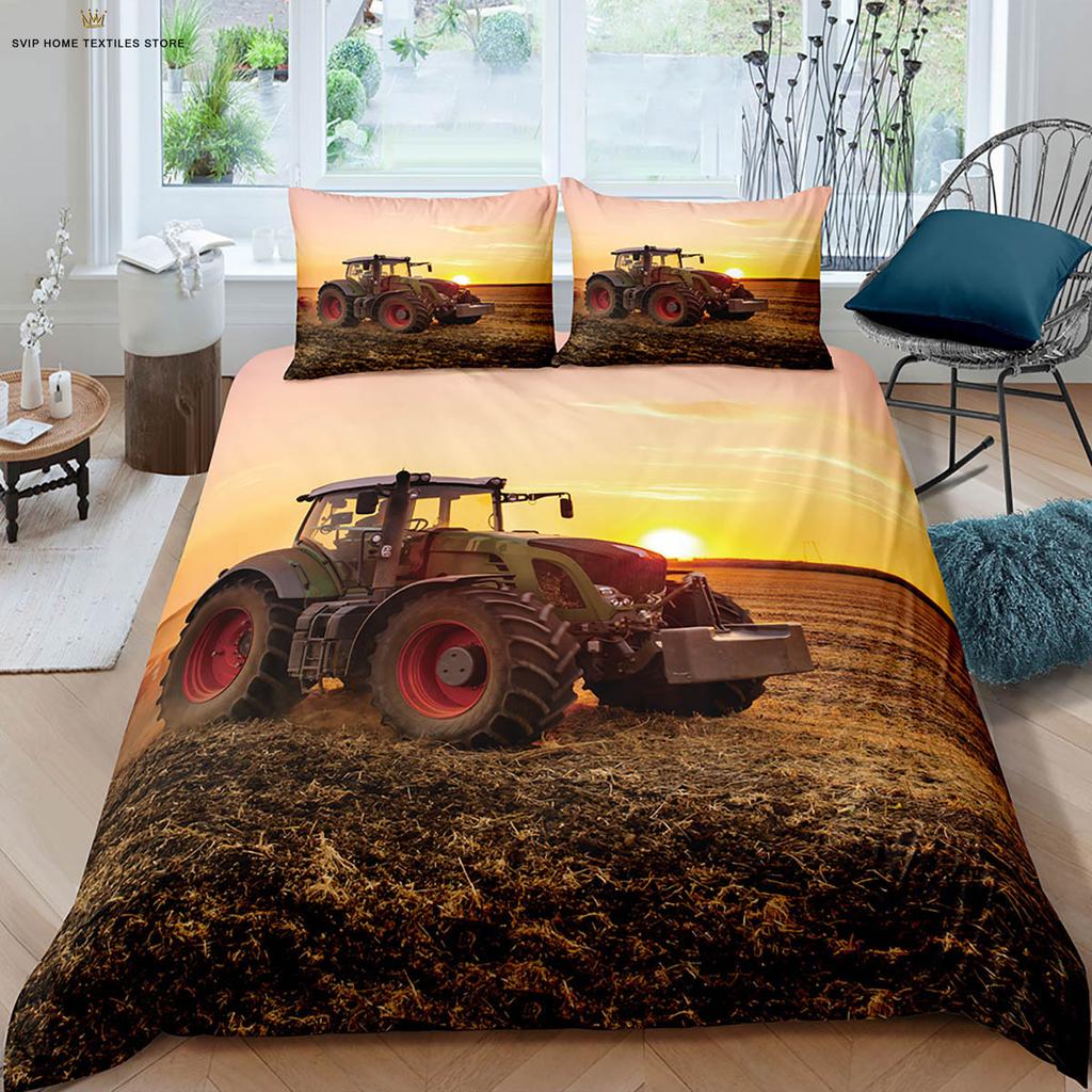Farm Tractor 3d Printed Quilt Cover Machine Washable Duvet Cover Bedding Set Quilt Cover Pillowcase Can Be Customized