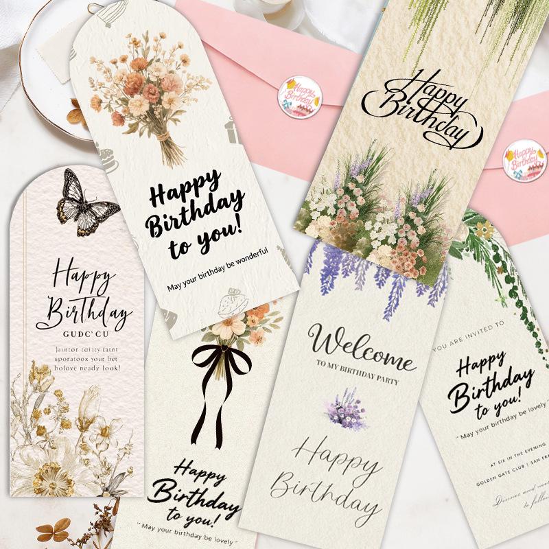 New Floral English Birthday Card with Creative Handwritten Wishes and Envelope