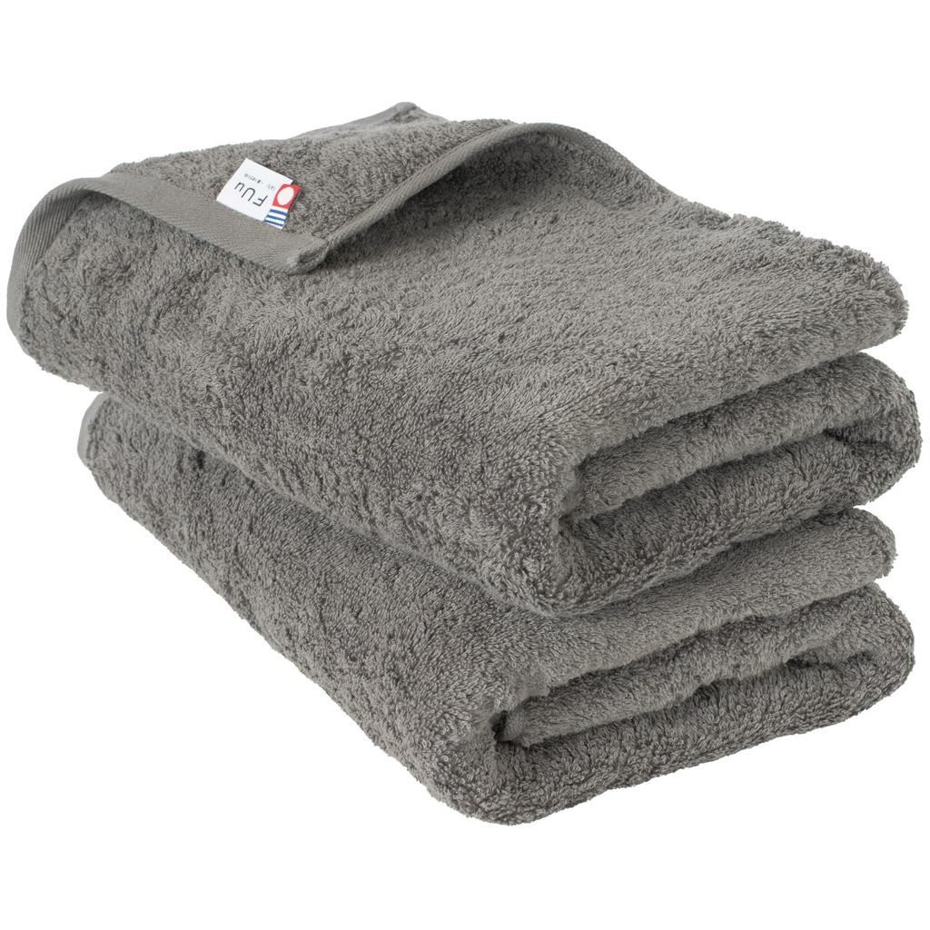 Bloom Imabari Certified FUu Bath Towels, Set of 2, Soft, Fluffy, Thick, Absorbent, Hotel-Grade, Made in Japan, 100% Cotton (Charcoal)