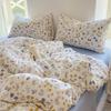 3-piece plant-flower printed bed cover (1* bed cover +2* pillowcase, no filling) Soft, comfortable and breathable bedding