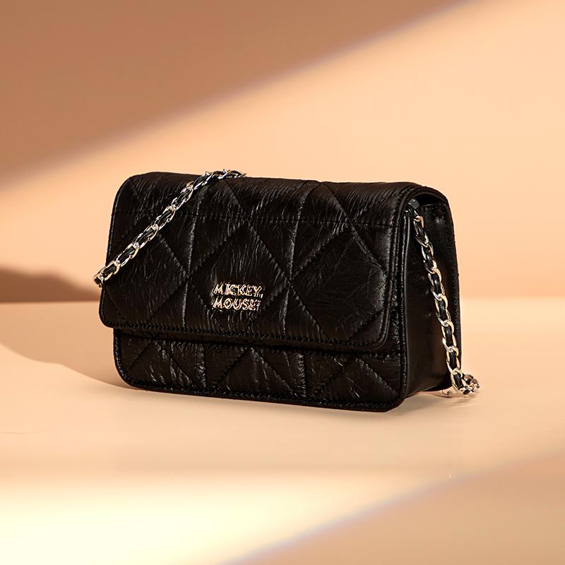 New Disney Mickey Series Synthetic Leather Crossbody Bag, Shoulder Bag, Small Square Bag Regular Unisex Black DHF41118-A