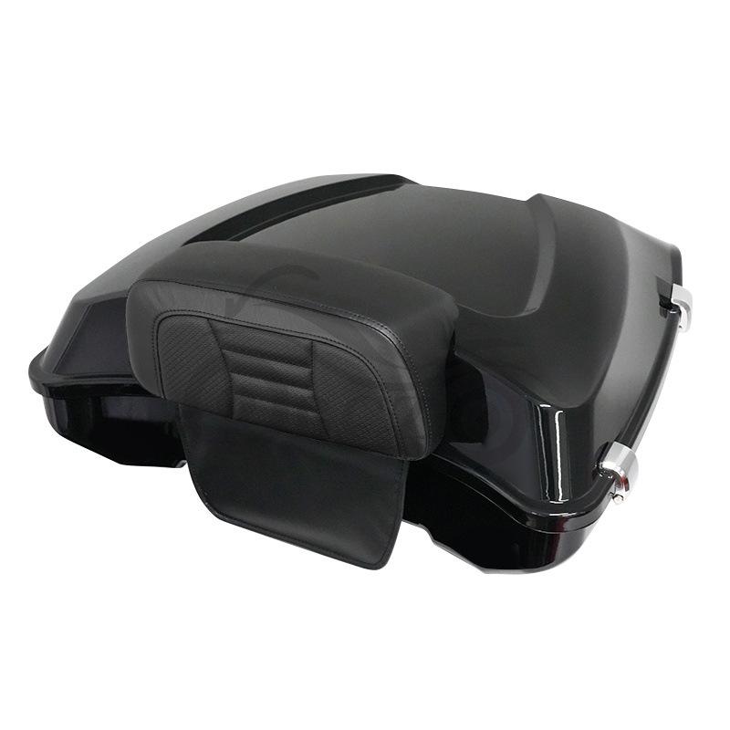 Juego Universal de Caja Trasera Negra con Almohadilla para Respaldo Trasero para Motos Harley, Crucero y Prince