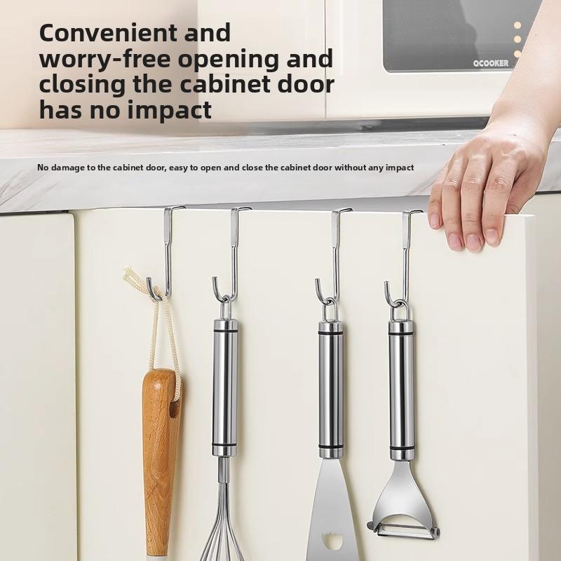 Behind The Door No-Punch Cabinet Wardrobe Bathroom Kitchen Storage Hooks