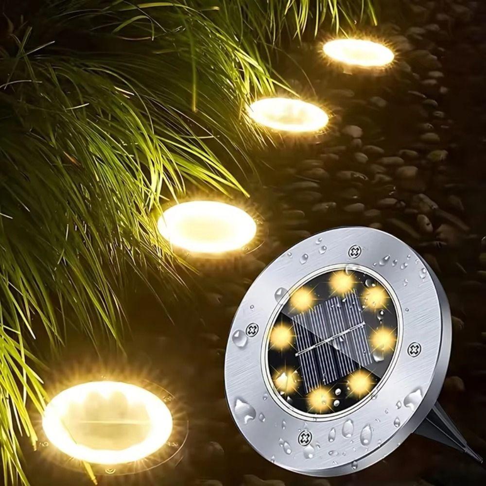 Multi-Color Solar Power Disk Light 8LED3 Buried Solar Led Lamp Landscape Lighting  Walkway Floor