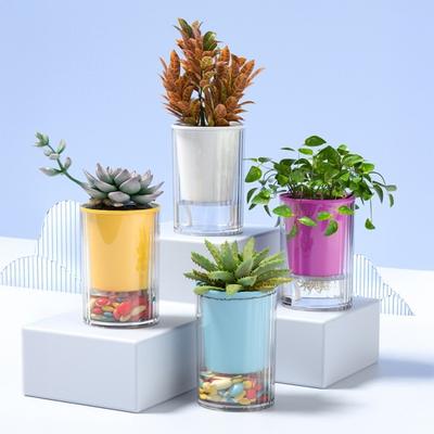 Self Watering Pot with Drainage Hole Indoor Outdoor Hydroponic Plants Pot Deep Visible Reservoir Flower Planter with Wicking Rope