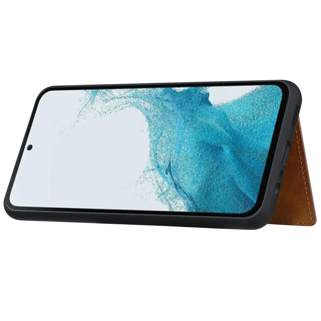 For Samsung Galaxy S25 Case Calf Texture Card Holder PU Leather + TPU Kicsktand Phone Cover