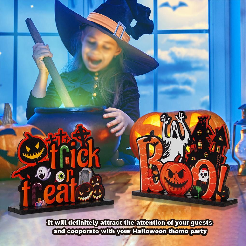 Tischschmuck Halloween Party Aktivität Desktop Dekoration DIY Basteln Holzornament für Heimdekor