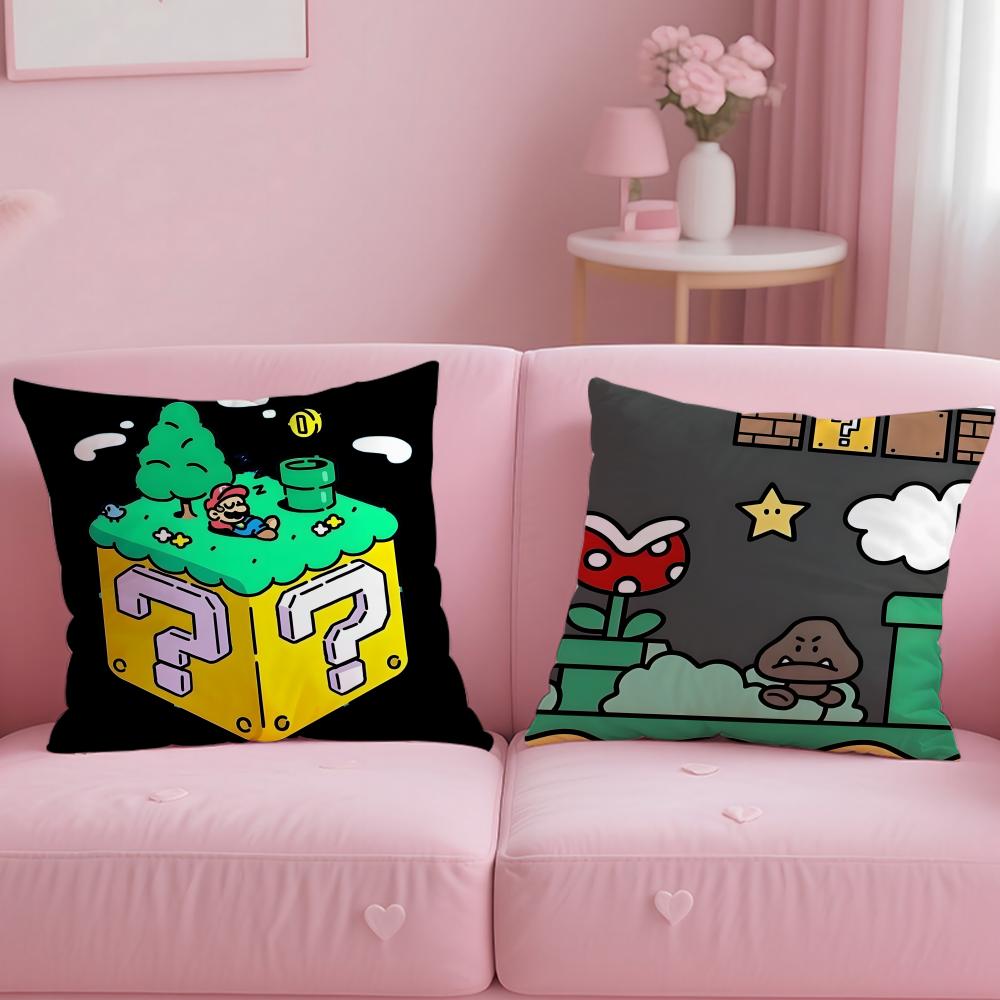 classic game character Mario Cushion Cover Soft & Easy-Wash Pillow Case – Versatile for Couch, Bed, Travel and Office