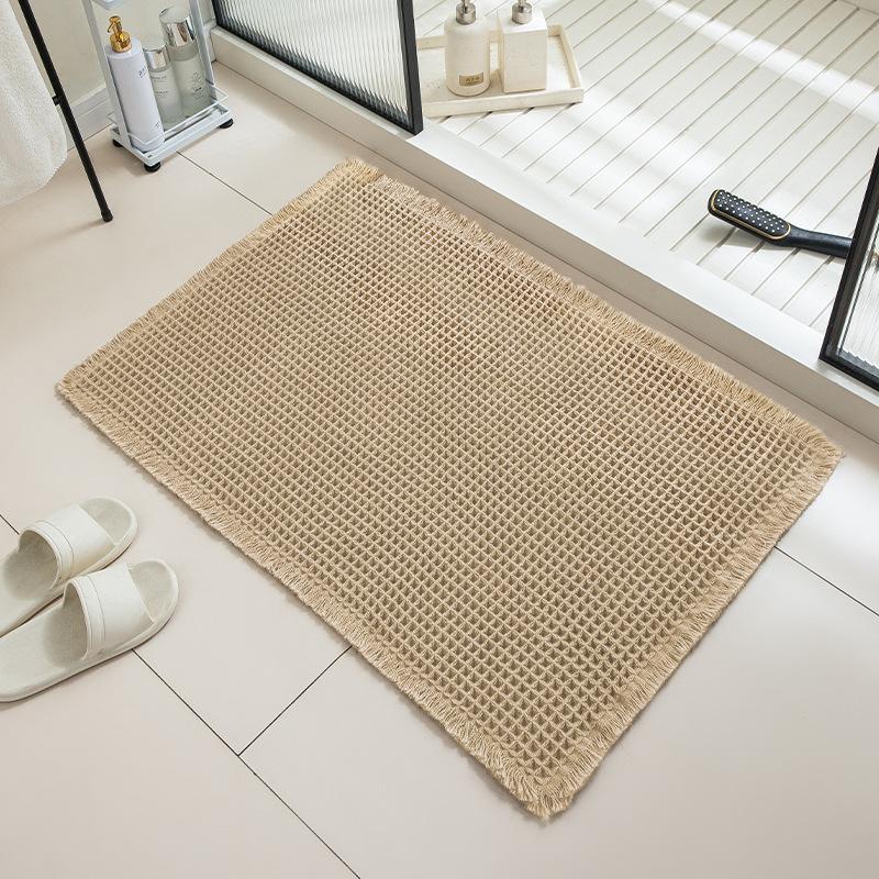 Non-Slip Bathroom Carpet Doormat Floor Mat Thicker Linen Woven Bath Mat  Bathroom