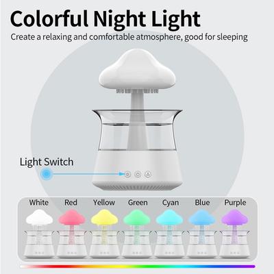 Mushroom Rain Essential Oil Diffusers Colorful Night Light Mini Aroma Diffuser Moisturize Skin Home Decor for Bedroom Kids Room