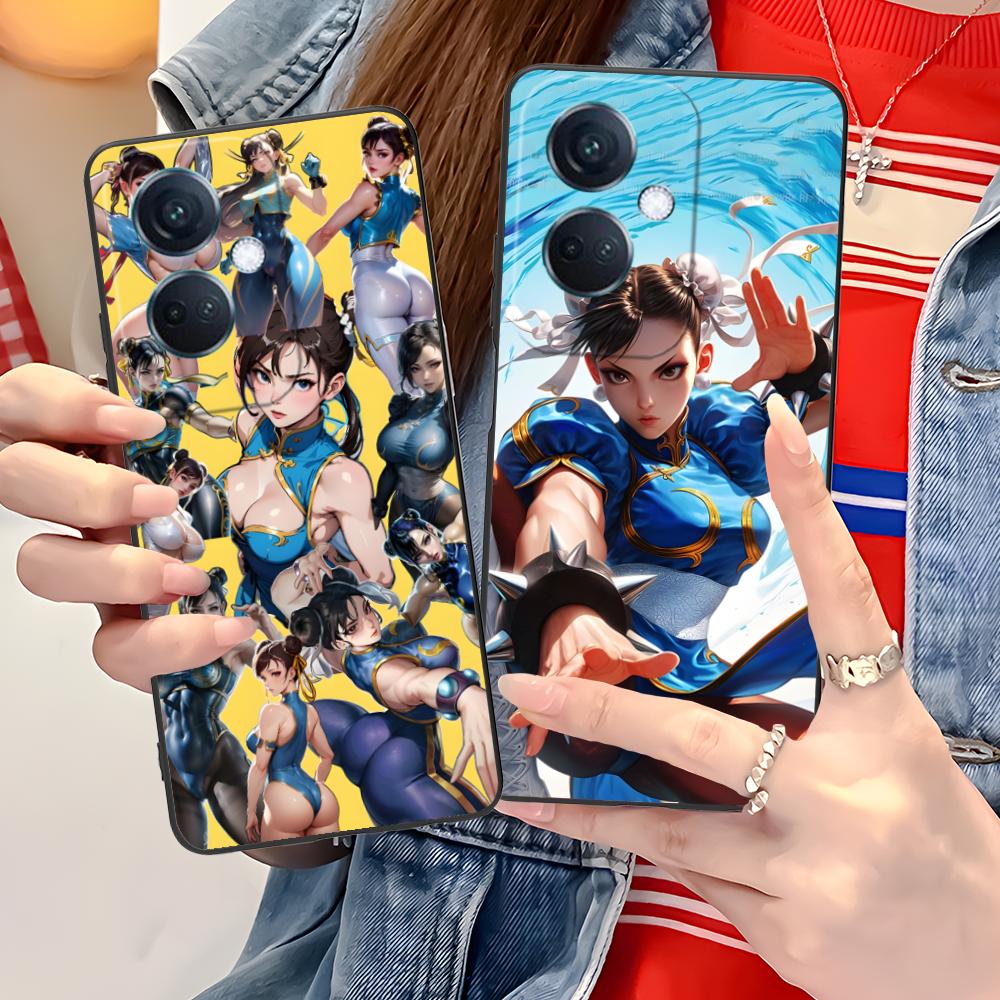Street Fighter Chunli Phone Case for OPPO Reno 14 13 12 11 10 9 8 7 6 5 F T Pro 5G Colorful Printing Cover Cover Pretty Luxury