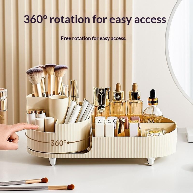 Rotating Cosmetic Storage Box with 360 Degree Swivel for Neat Makeup Organization