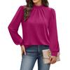 Women's Casual Long Sleeve Stand Collar Pleated Shirt
