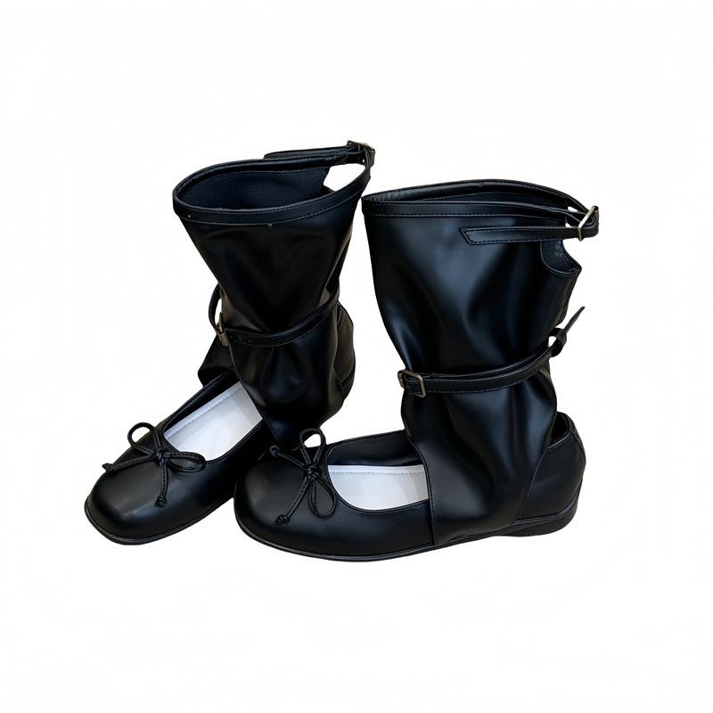 Fashion Bow Shoes Sandal Woman Boot Suit Female Beige Strappy Heels Round Toe Black  2025 Velvet Low Girls Elastic Band Rome Cotton Fabr