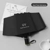 Automatic UV Three-Fold Umbrella - Black Glue Sun/Rain Protection with Printed Logo