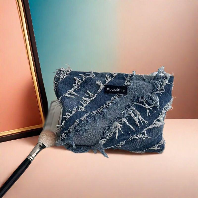 Denim Tassel Cosmetic Bag, Large-capacity Storage Bag, Portable Toiletry Bag, Lotion Brush Bag, Finishing Bag