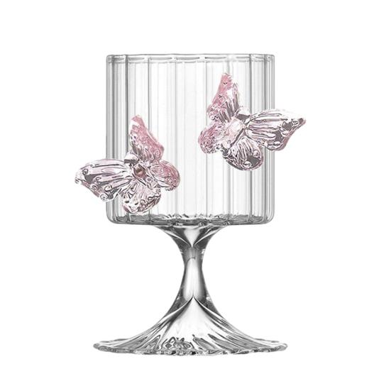 

3D Butterfly Wine Glasses 250ml High Borosilicate Glass Heat Cold Resistant Wine Cup Cocktail Glassware Stripe