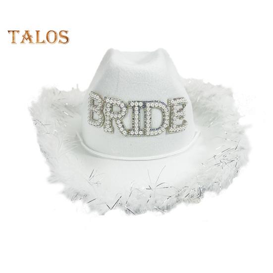 

Шляпа невесты-ковбоя с искусственным жемчугом и стразами, меховая кайма, большие поля, защита от солнца, ретро-стиль вестерн, сценическое шоу, выступление, свадебная вечеринка белый