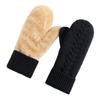 Comfort Fit Double Layer Thickened Knitted Gloves Interior Solid Color Warm Cover Gloves Soft All Fingers Gloves Cold Weather