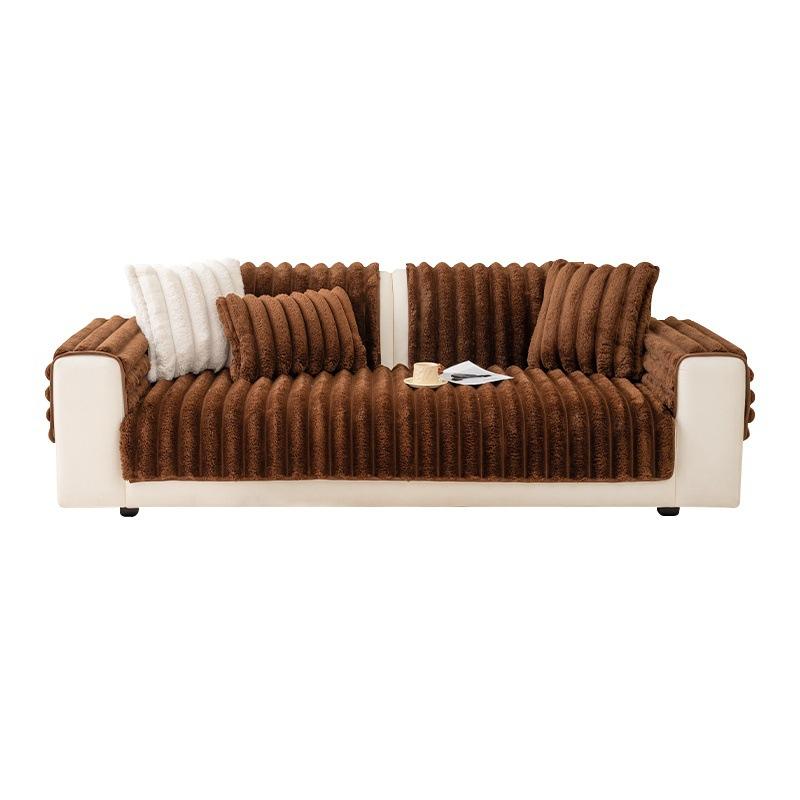 Vintage Plush Sofa Cover Autumn Winter  New Style Mid-Century Thickened Soft Comfortable Sofa Cover Cushion Fixed Non-Slip