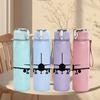 1PC Airplane Top View Silhouette Print 750ml Color Plastic Sports Water Bottle Leakproof Flip Straw Lid Suitable for Sports Office Home Use