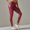 European and American New Sexy PU Leather Pants Large Size Belly Leggings Sports with Pockets Small Pants Abraded Leggings