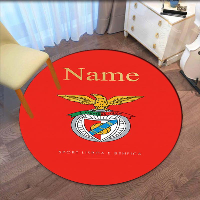 Custom Name Benfica Printed Round Rug Carpet Chair Rug Area Rug Entryway Doormats,for Office Chair Living Room Bedroom Kitchen Room.