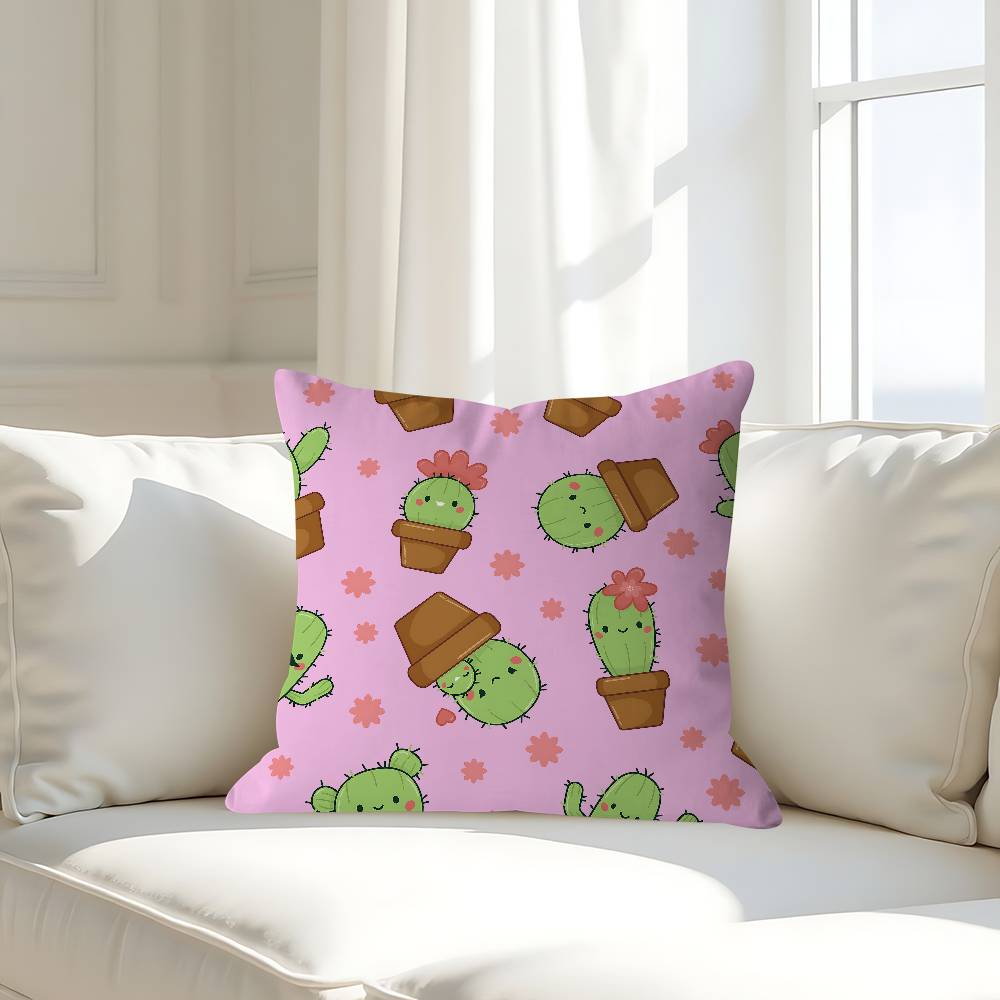 Cute Cartoon Succulent Pillow Case Removable Washable Cushion Cover – All-Season Soft Linen