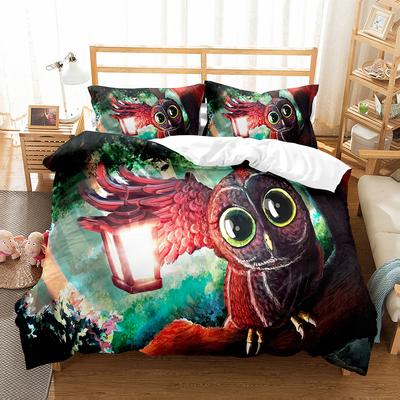 Owl Duvet Cover Set Cute Bird Polyester Comforter Cover for Boys Girls Kids Bedding Set King Size Quilt Cover with Pillowcase
