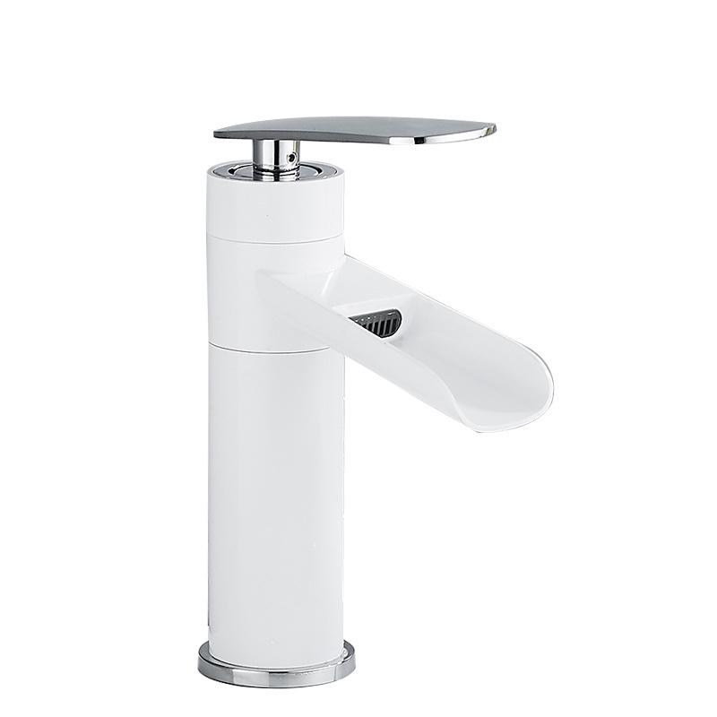 Antique Basin Faucets Waterfall Faucet Bathroom Black Sink Taps Single Lever Hot and Cold Water Mixer Taps Black White