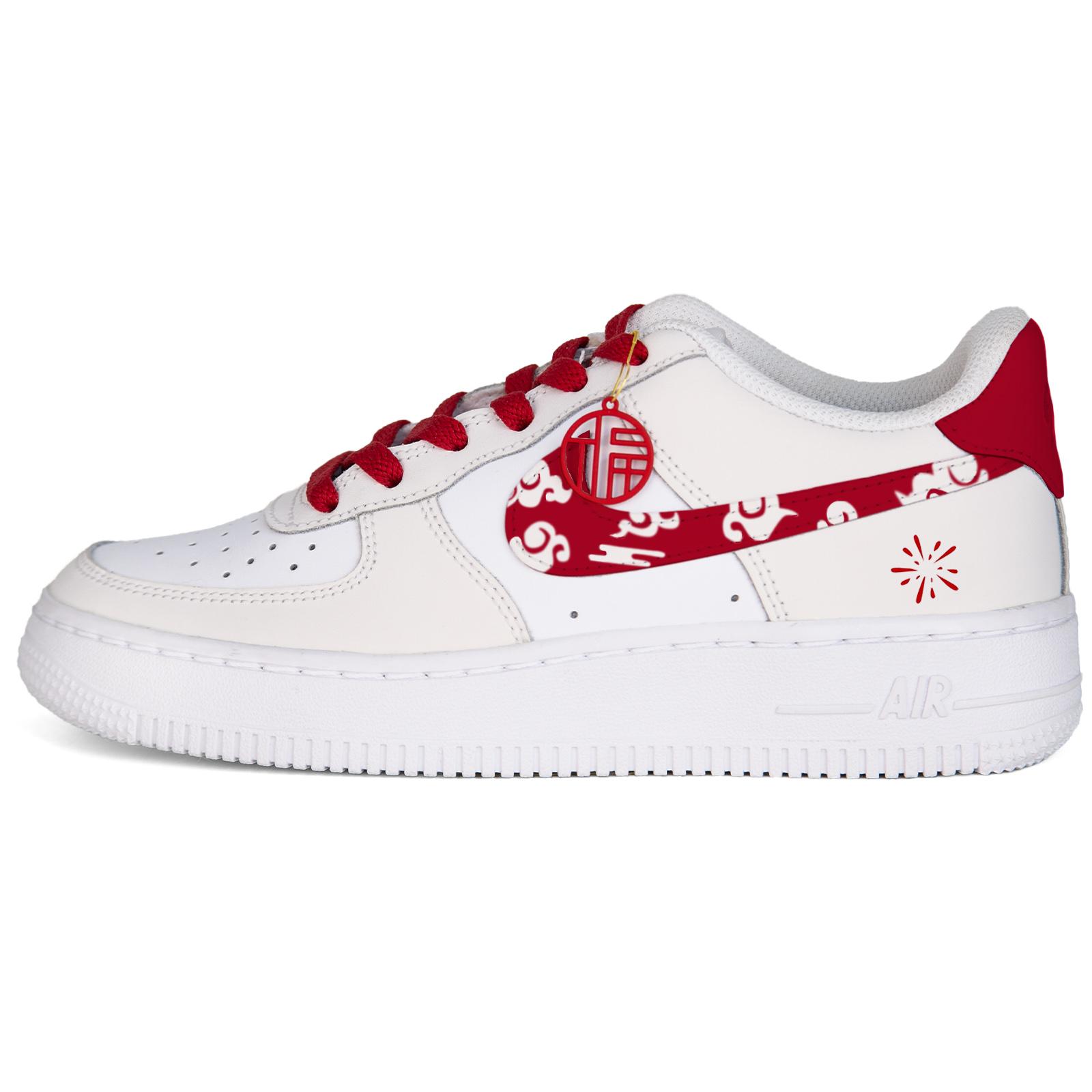 

Nike Air Force 1 White Air Force 1, Smooth Ruyi Abrasion Resistant Low top Skateboard Shoes Unisex White Red CW2288-111(Team562-) 38