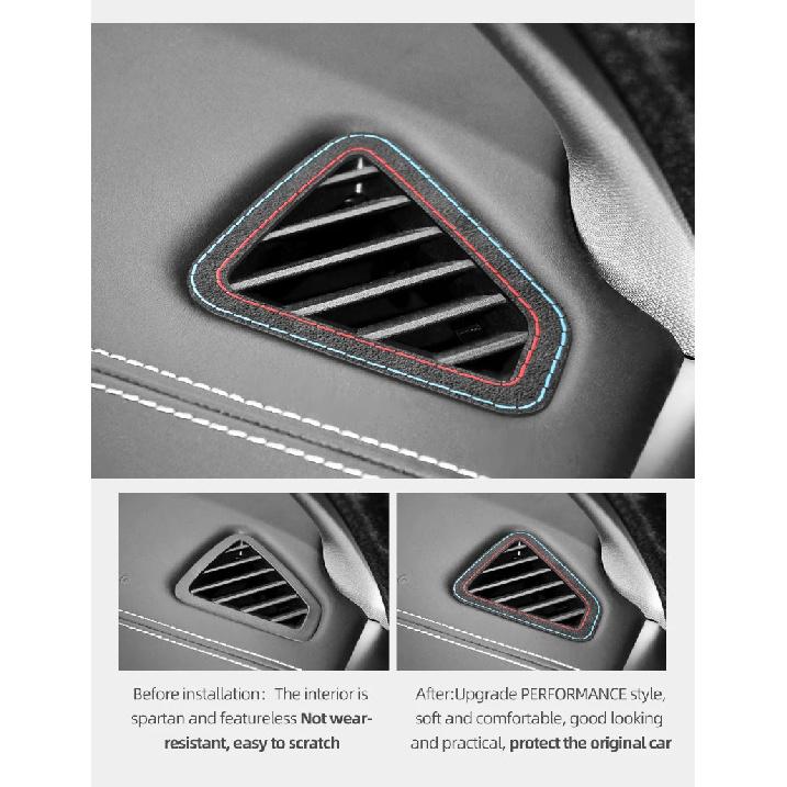 For BMW X5 F15 2014-2018 Made of Alcantara Car Interior Dashboard Side Air Vent Outlet Trim Frame Performance Stickers Accessory