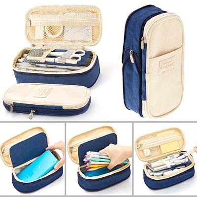 Astuccio in tela di grande capacità con cerniera multifunzionale portatile per la scuola semplice