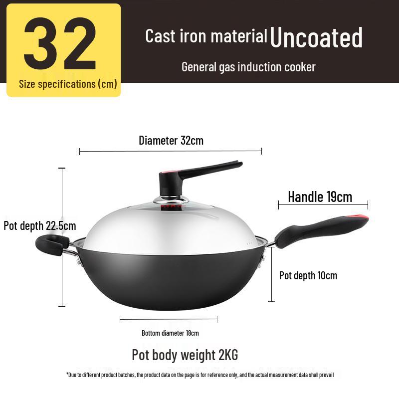Chui Da Huang 32cm Cast Iron Non-stick Wok