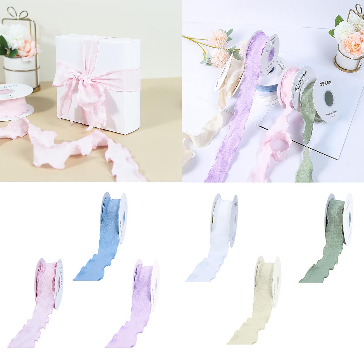 4 см * 10 атласная шифоновая шелковая лента ручной работы с потертыми краями — фото 4