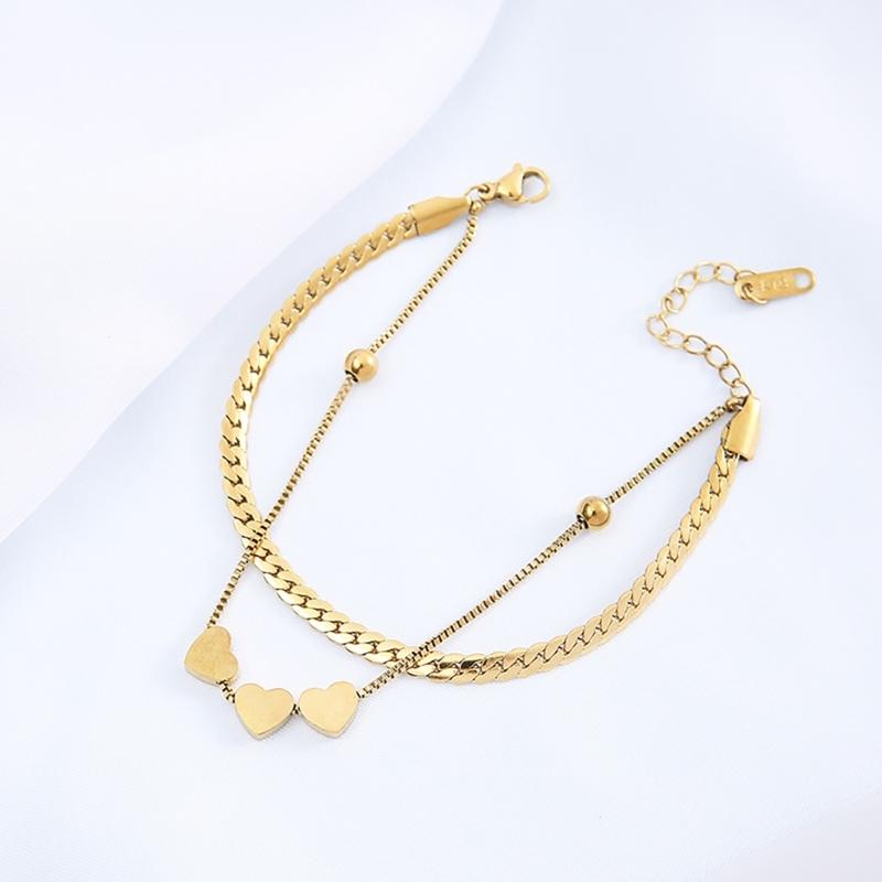 Bracelet Cœur Unique Bracelet à Breloques Acier Inoxydable Texture Bracelet Charme Mode Bijoux de Poignet pour Exprimer l'Amour