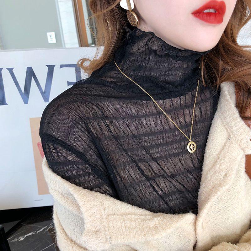 

Шикарная блузка из кружева и сетки на раннюю осень 2025 для женщин M (90-105 jin) чёрный