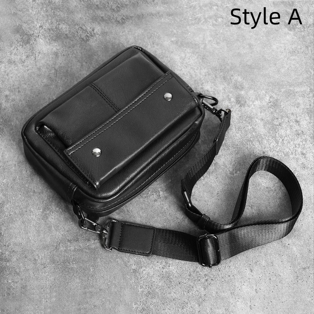 PU Leather Crossbody Bag Men Casual Mobile Phone Bag Fashion Shoulder Bag Men  School