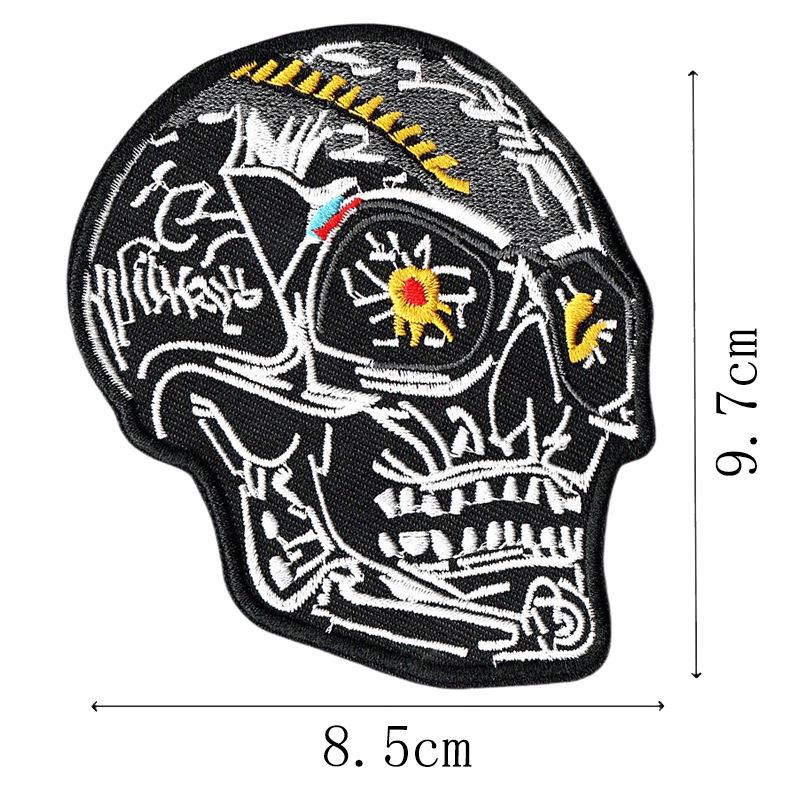 European And American Locomotive Punk Style Cloth Sticker Skull Ghost Head Shoes And Hats Bag Clothing Accessories Handmade Diy Embroidery Patch