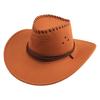 New Artificial Suede Western Cowboy Hat Tibetan Style Curved Brim Top Hat Soft Ethnic Jazz Fedora Hats Outdoor Riding